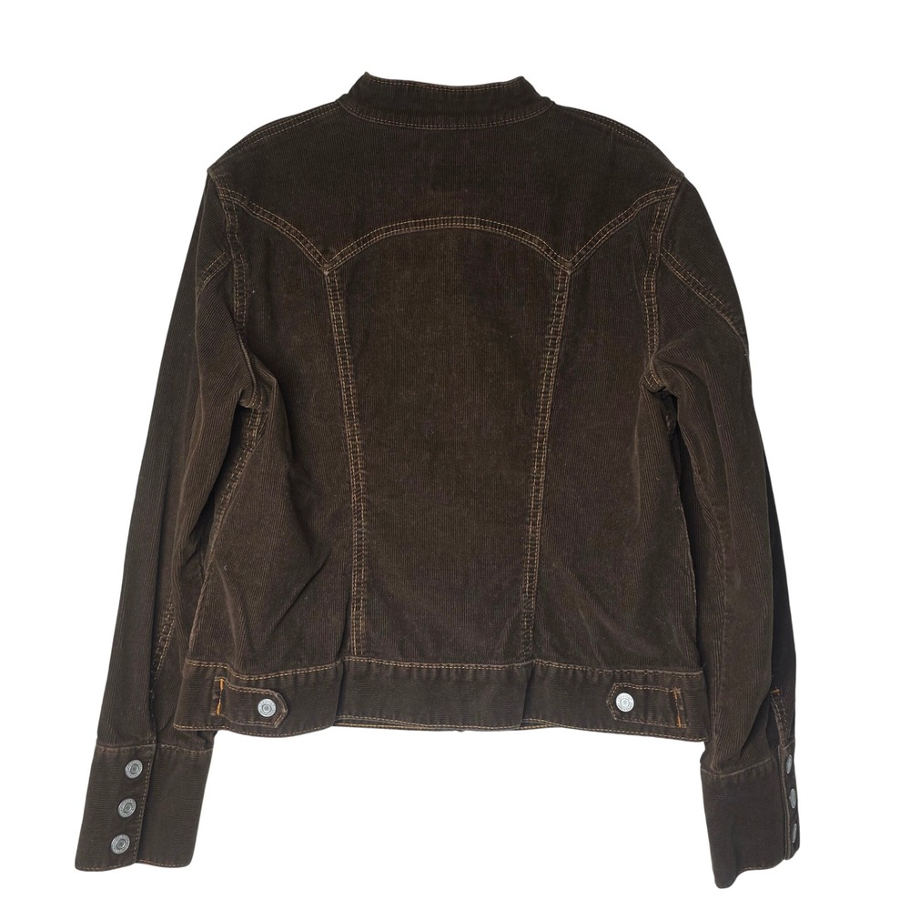 Gap Y2K Corduroy Trucker Jacket Brown Womens Large Stretch Button Front Vintage - Picture 2 of 11